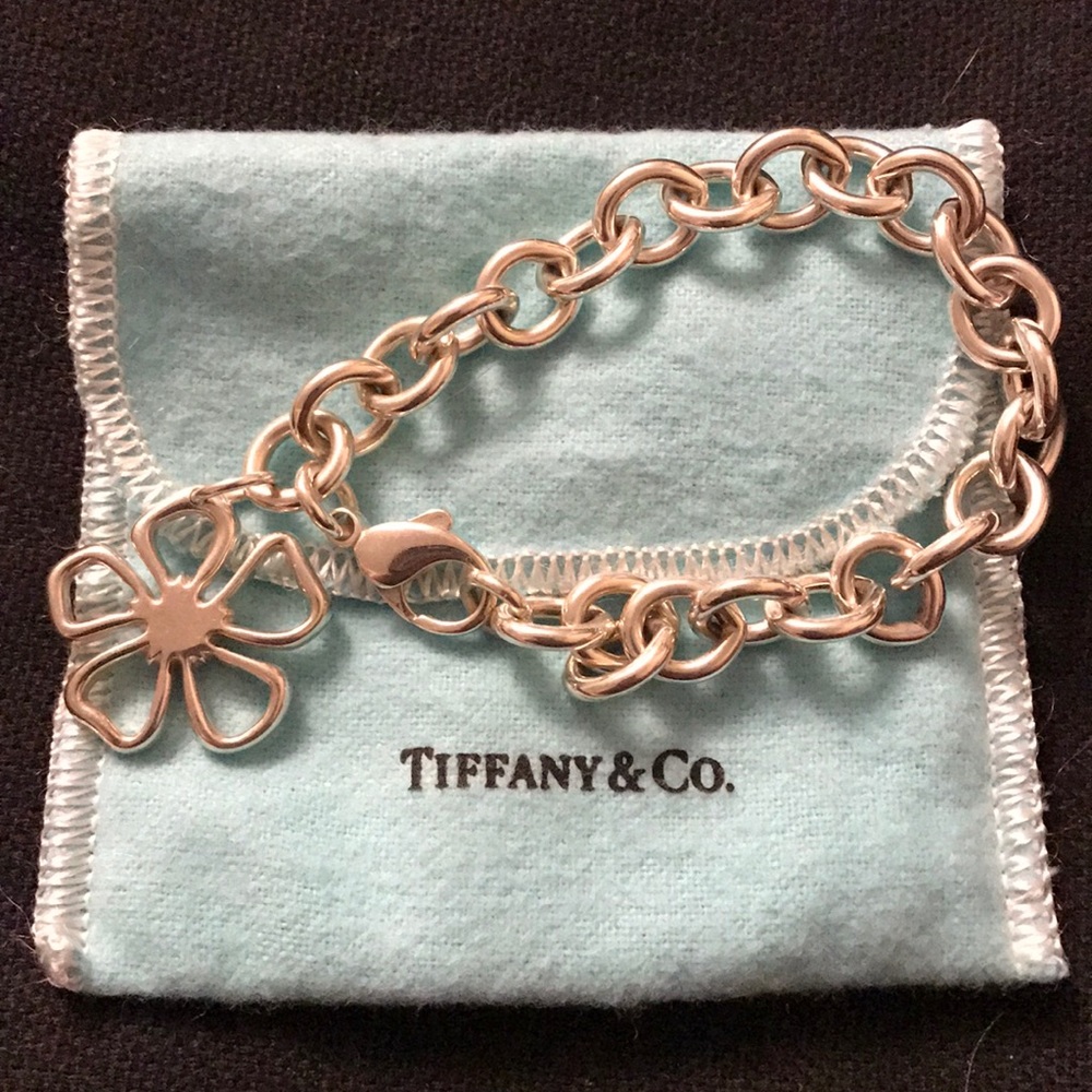 Tiffany&Co sterling silver open flower bracelet